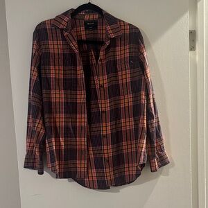Madewell Women's Plaid Button Down Shirt in Red and Black